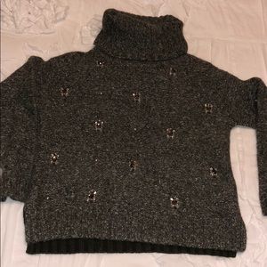 Wool turtleneck bling sweater